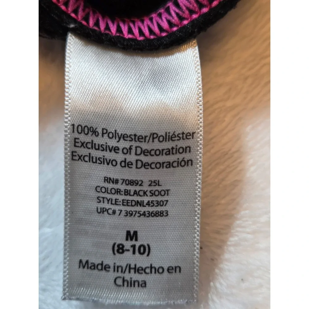 296. Danskin Now Girls M 8-10 Black Pink Hooded Athletic Pullover Hoodie